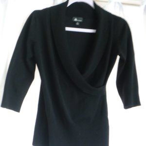 Ab Studio - Black 1/2 Sleeve Crossover Sweater (S)